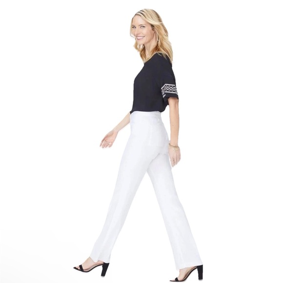 NYDJ Optic White Linen Feel Trousers Cotton Blend Size 14 Petite NWT’s